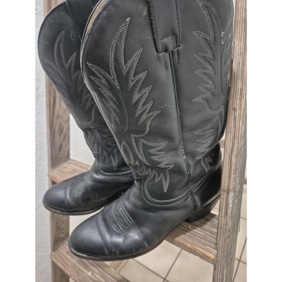 JUSTIN  Black Classic Western Cowboy Boots Mens 10.5D Rodeo main image 7